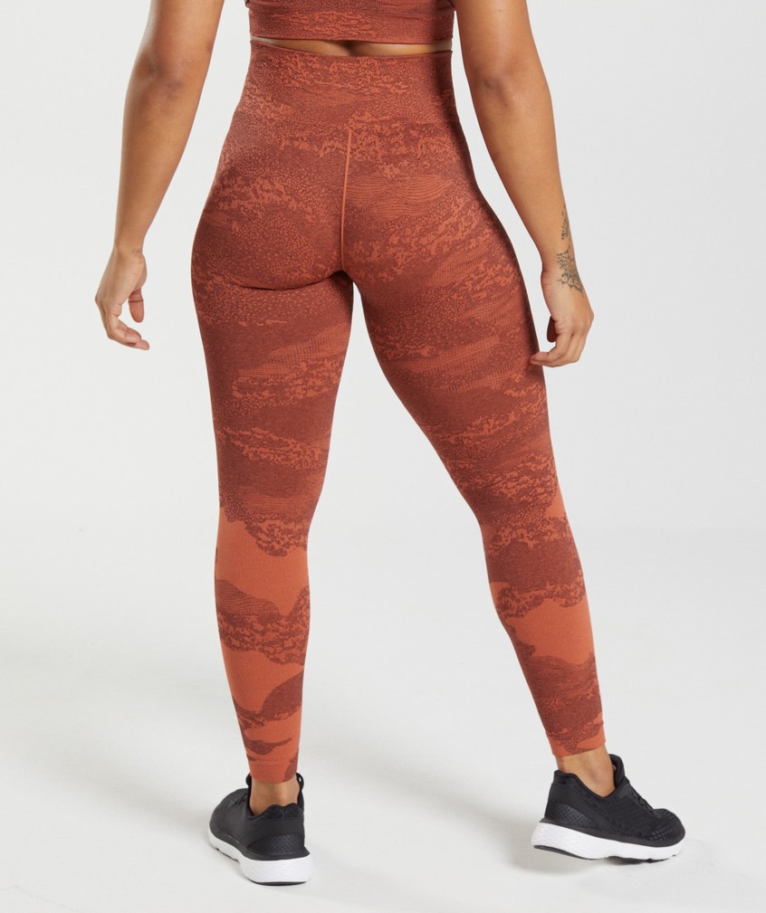 Orange / Red / Pink Brown Women's Gymshark Adapt Camo Seamless Leggings | USA-45168