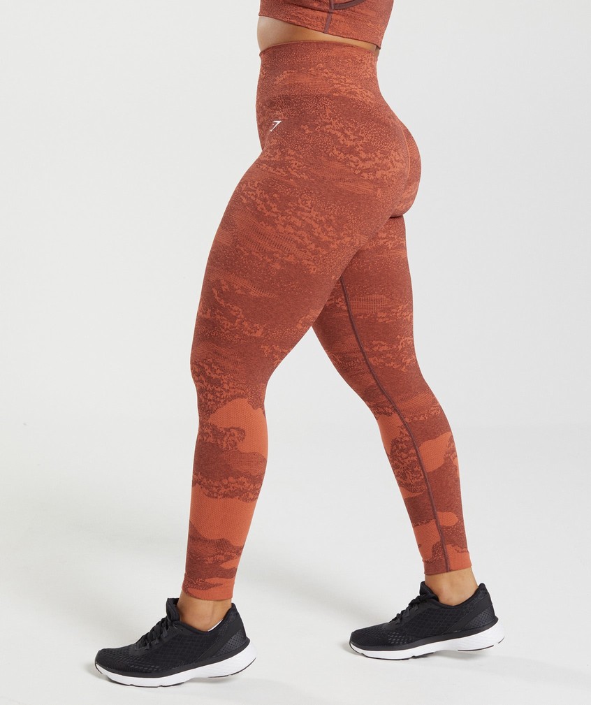 Orange / Red / Pink Brown Women's Gymshark Adapt Camo Seamless Leggings | USA-45168