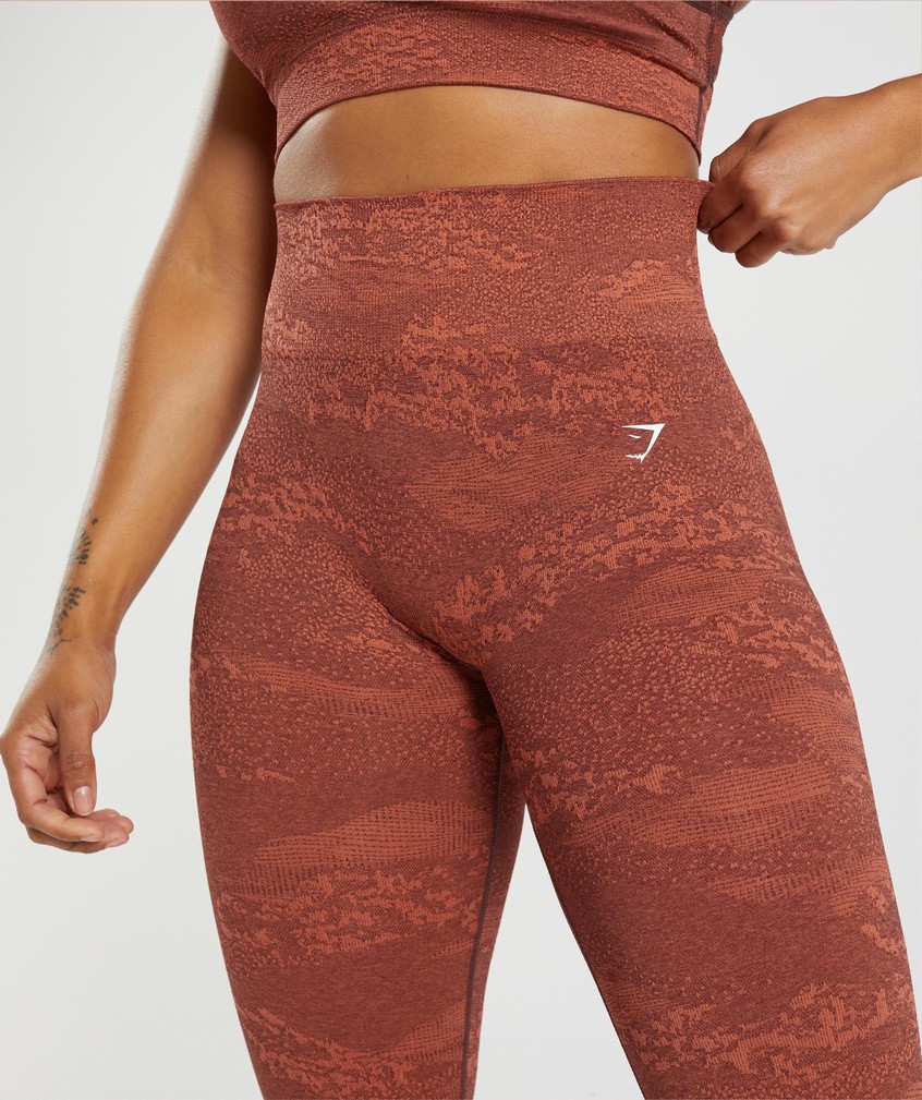 Orange / Red / Pink Brown Women's Gymshark Adapt Camo Seamless Leggings | USA-45168