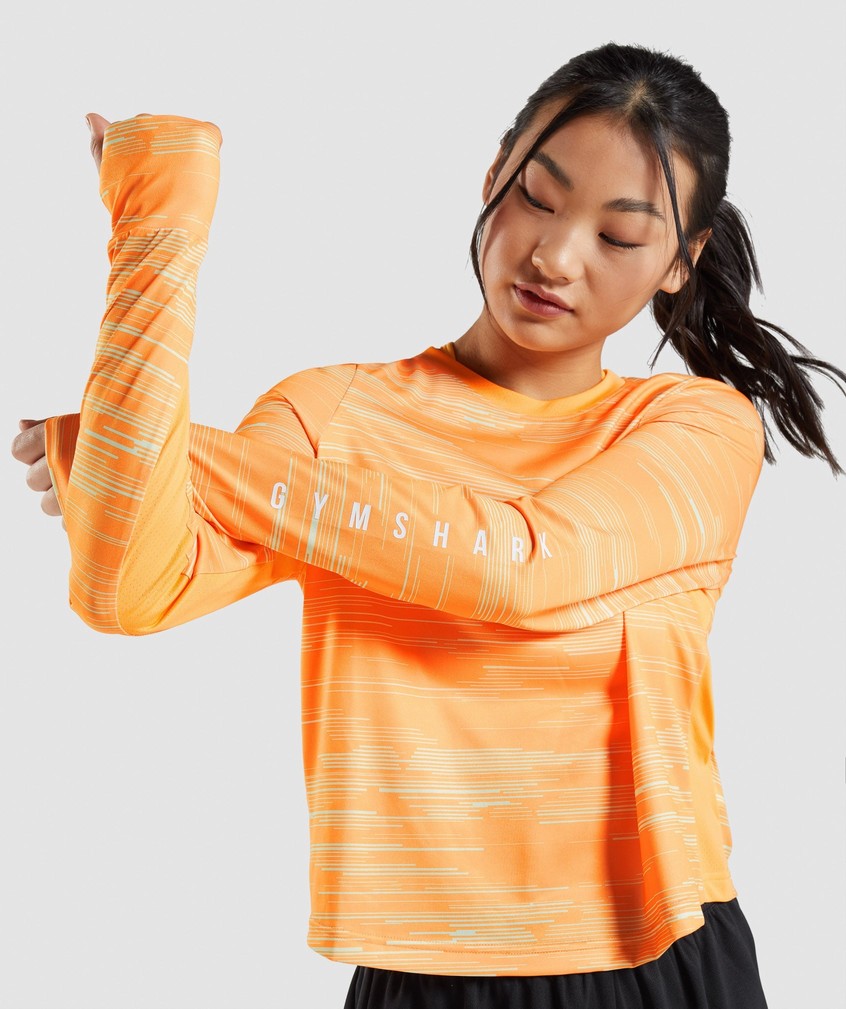 Orange Women's Gymshark Sport Loose Long Sleeve T-Shirts | USA-35247