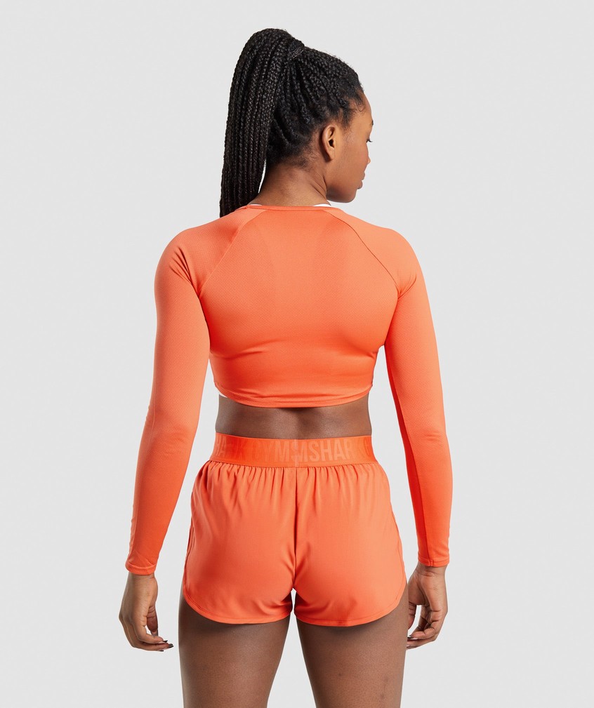 Orange Women's Gymshark Training Long Sleeve Crop Top T-Shirts | USA-80254