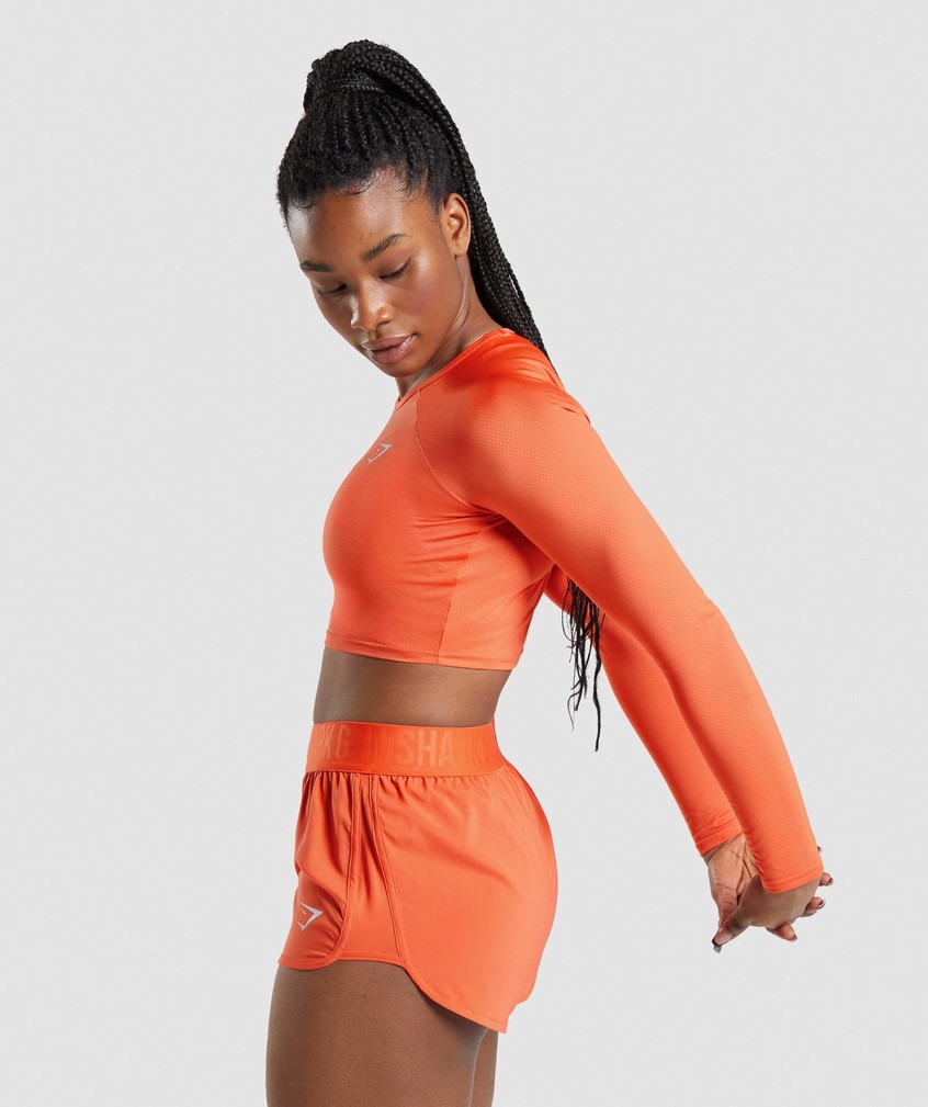 Orange Women's Gymshark Training Long Sleeve Crop Top T-Shirts | USA-80254