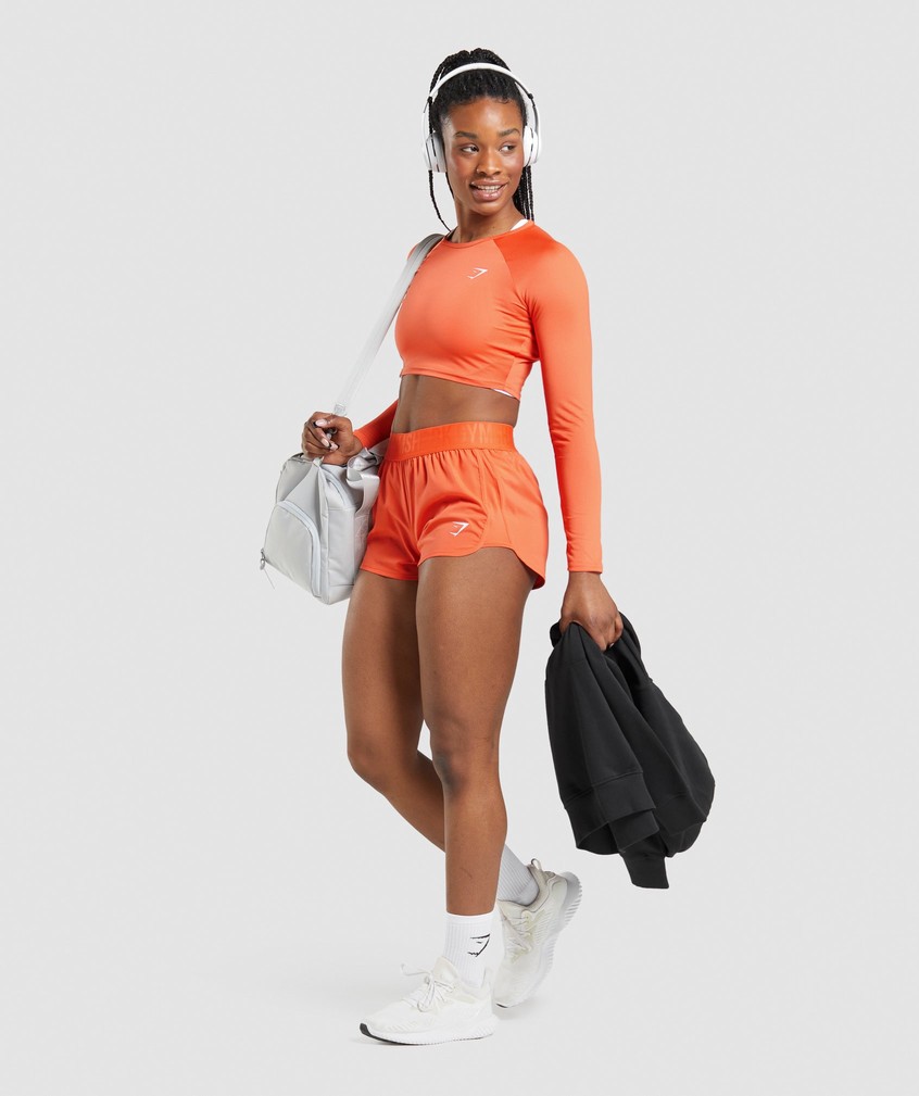 Orange Women's Gymshark Training Long Sleeve Crop Top T-Shirts | USA-80254