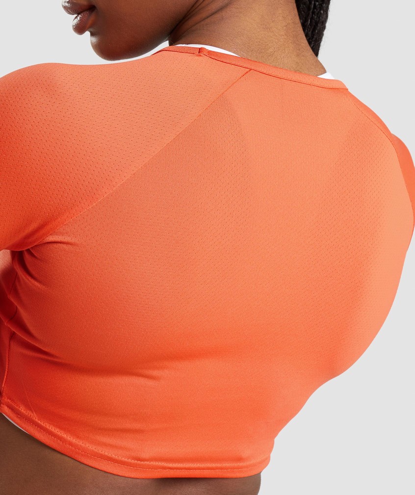 Orange Women's Gymshark Training Long Sleeve Crop Top T-Shirts | USA-80254