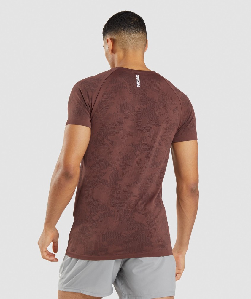 Pink Brown / Black Men's Gymshark Geo Seamless T-Shirts | USA-08561