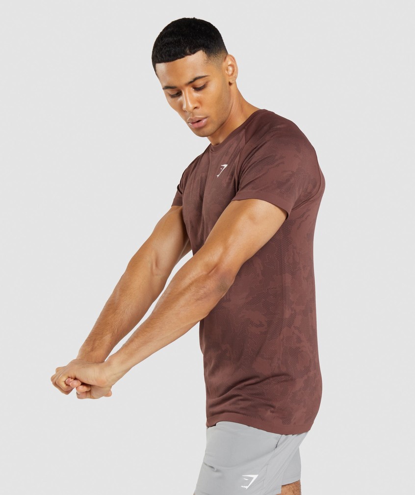 Pink Brown / Black Men's Gymshark Geo Seamless T-Shirts | USA-08561