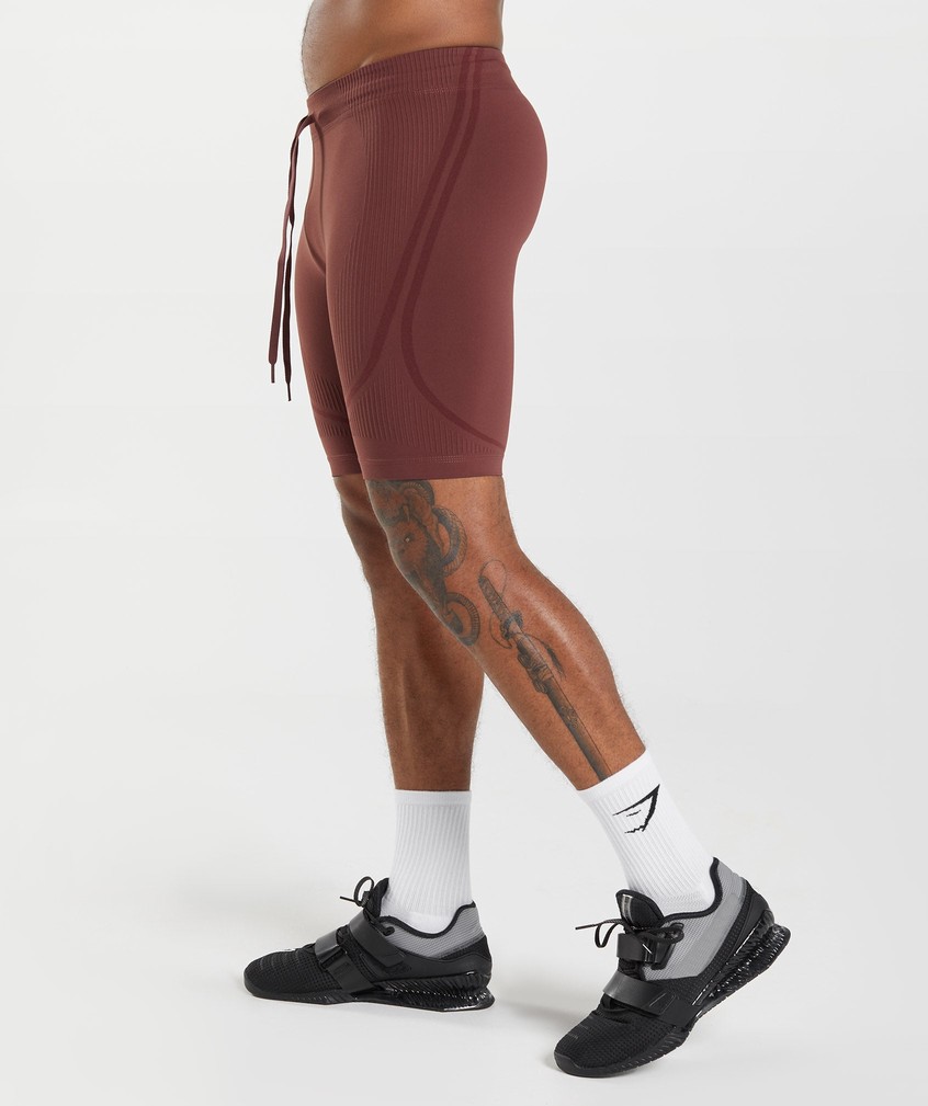 Pink Brown / Burgundy Men's Gymshark 315 Seamless 1/2 Shorts | USA-79806