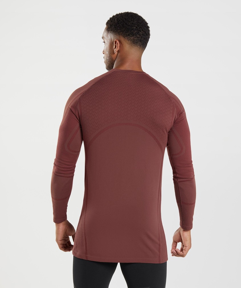 Pink Brown Men's Gymshark 315 Long Sleeve T-Shirts | USA-81926