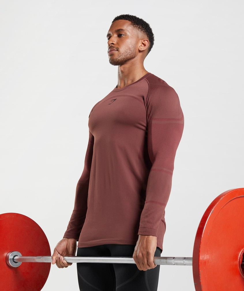 Pink Brown Men's Gymshark 315 Long Sleeve T-Shirts | USA-81926