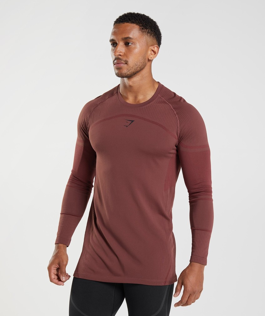 Pink Brown Men\'s Gymshark 315 Long Sleeve T-Shirts | USA-81926