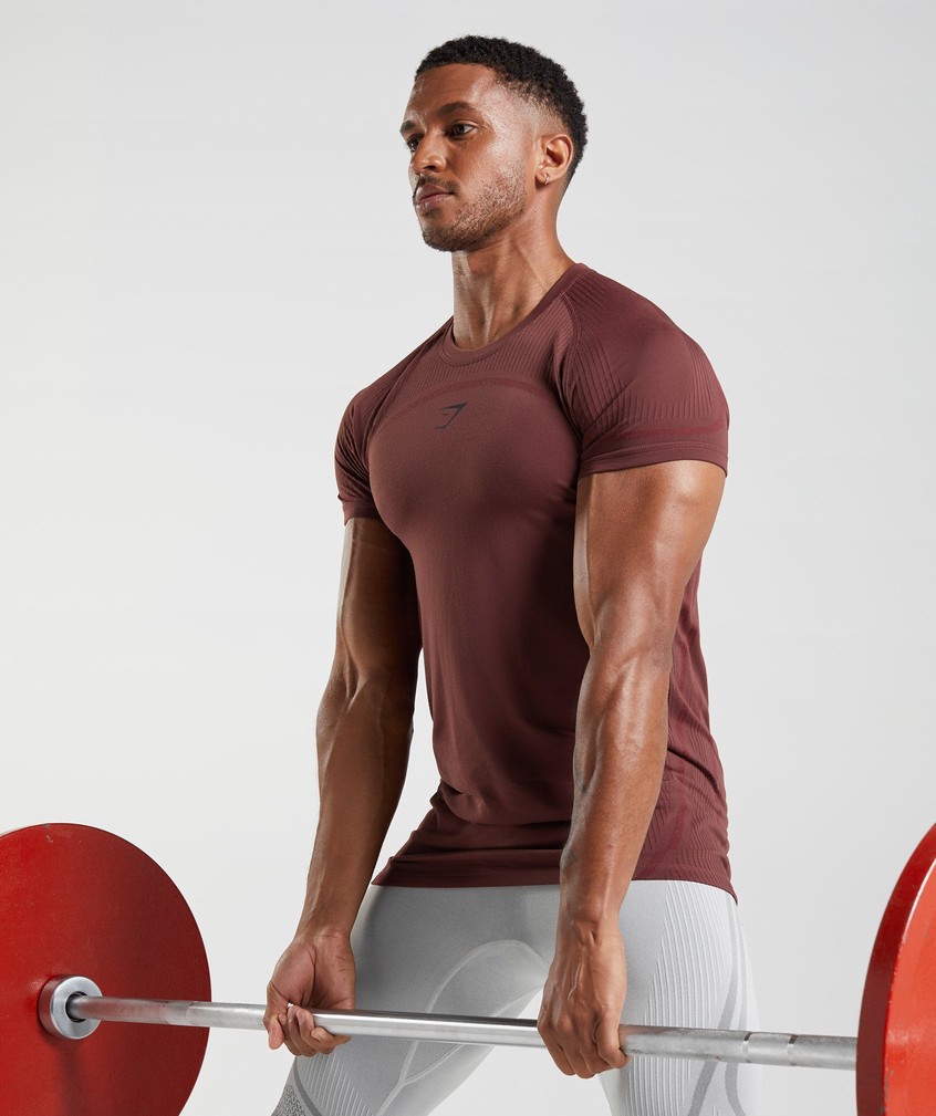 Pink Brown Men's Gymshark 315 Seamless T-Shirts | USA-72831