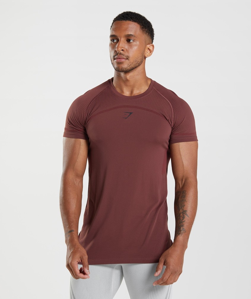 Pink Brown Men\'s Gymshark 315 Seamless T-Shirts | USA-72831