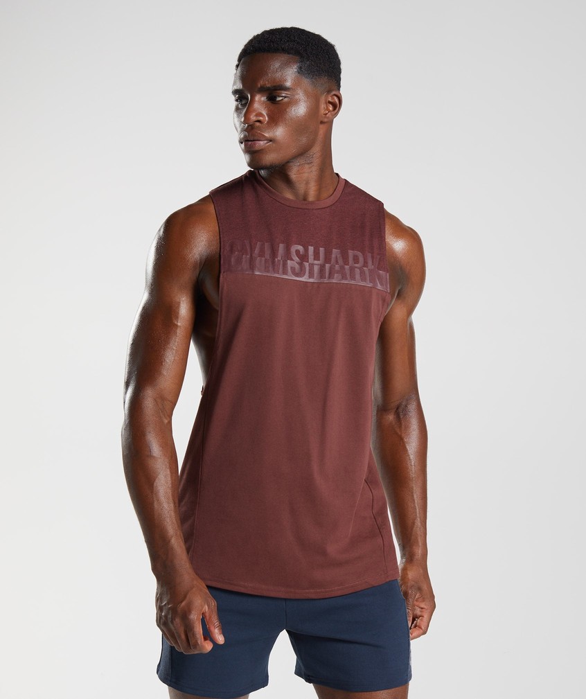 Pink Brown Men\'s Gymshark Bold React Drop Arm Tank | USA-45610