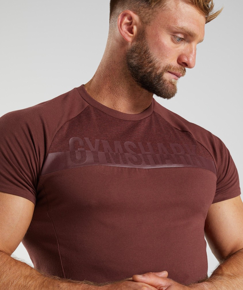 Pink Brown Men's Gymshark Bold React T-Shirts | USA-98275