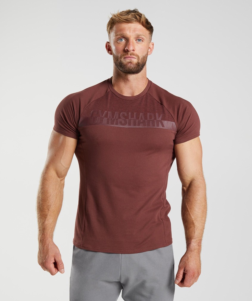 Pink Brown Men\'s Gymshark Bold React T-Shirts | USA-98275