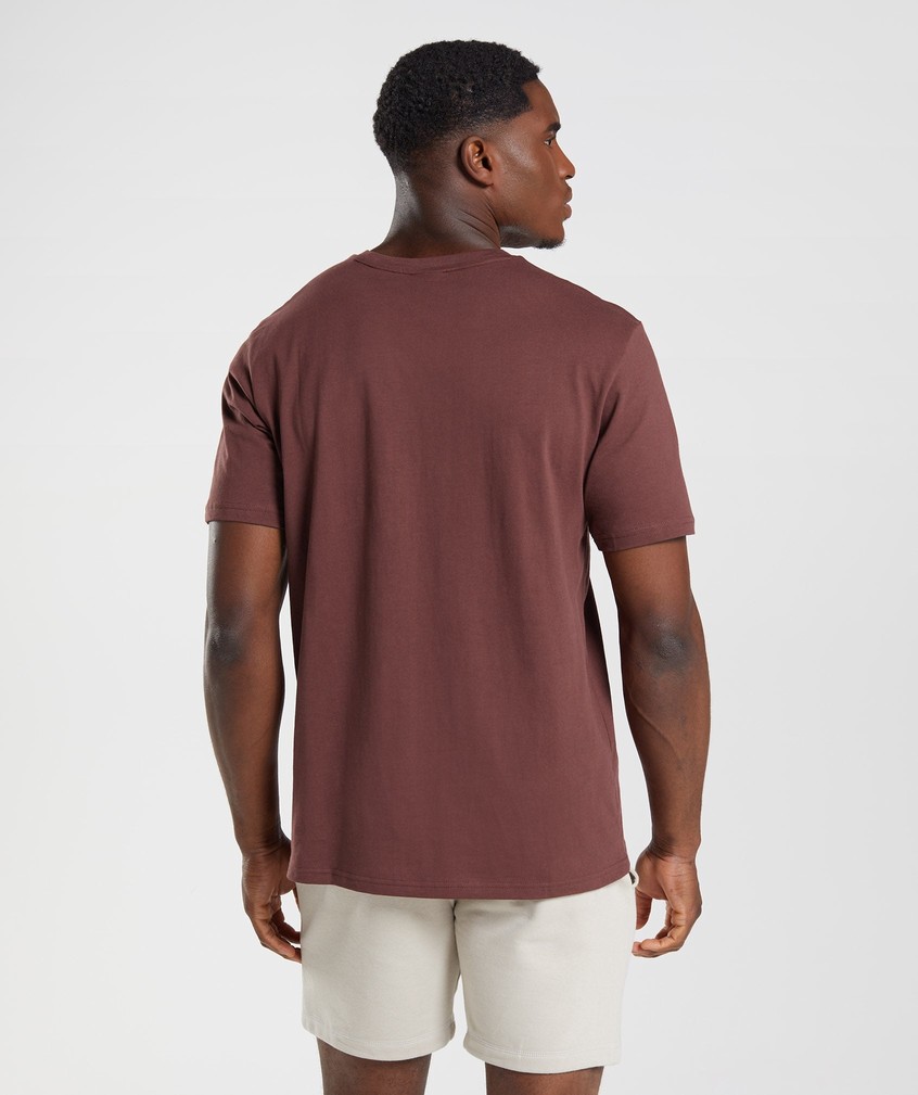 Pink Brown Men's Gymshark Crest T-Shirts | USA-93487