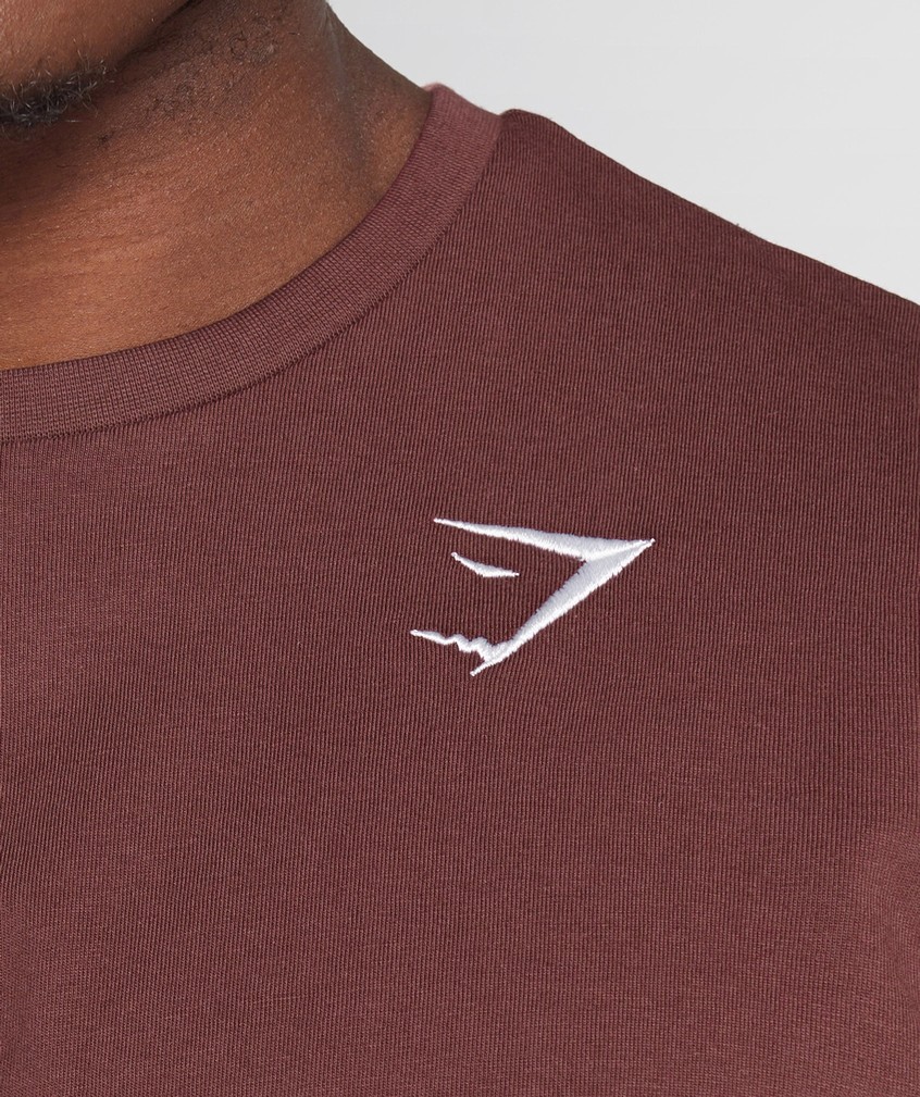 Pink Brown Men's Gymshark Crest T-Shirts | USA-93487