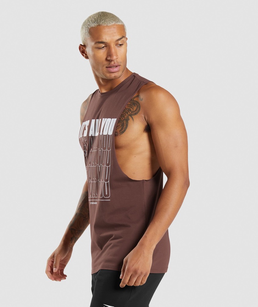 Pink Brown Men's Gymshark Its All You Drop Arm Tank | USA-13924