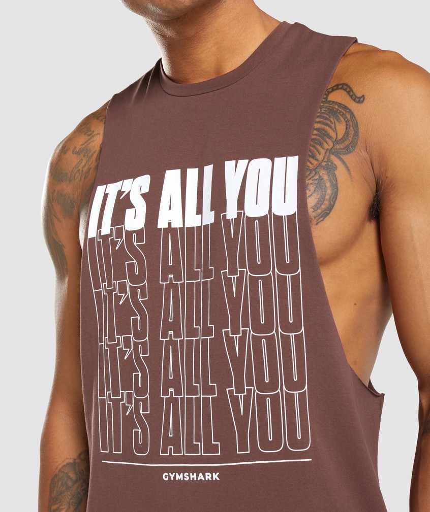 Pink Brown Men's Gymshark Its All You Drop Arm Tank | USA-13924