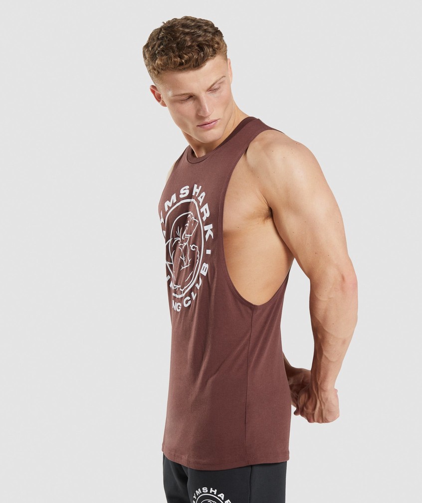 Pink Brown Men's Gymshark Legacy Drop Arm Tank | USA-50428