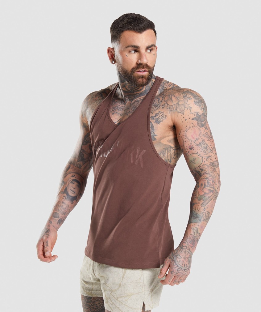 Pink Brown Men's Gymshark Power Stringer | USA-25190