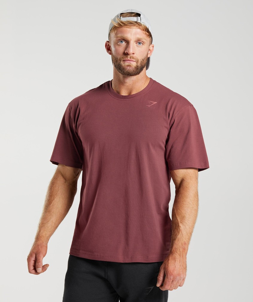 Pink Brown Men's Gymshark Power T-Shirts | USA-41390