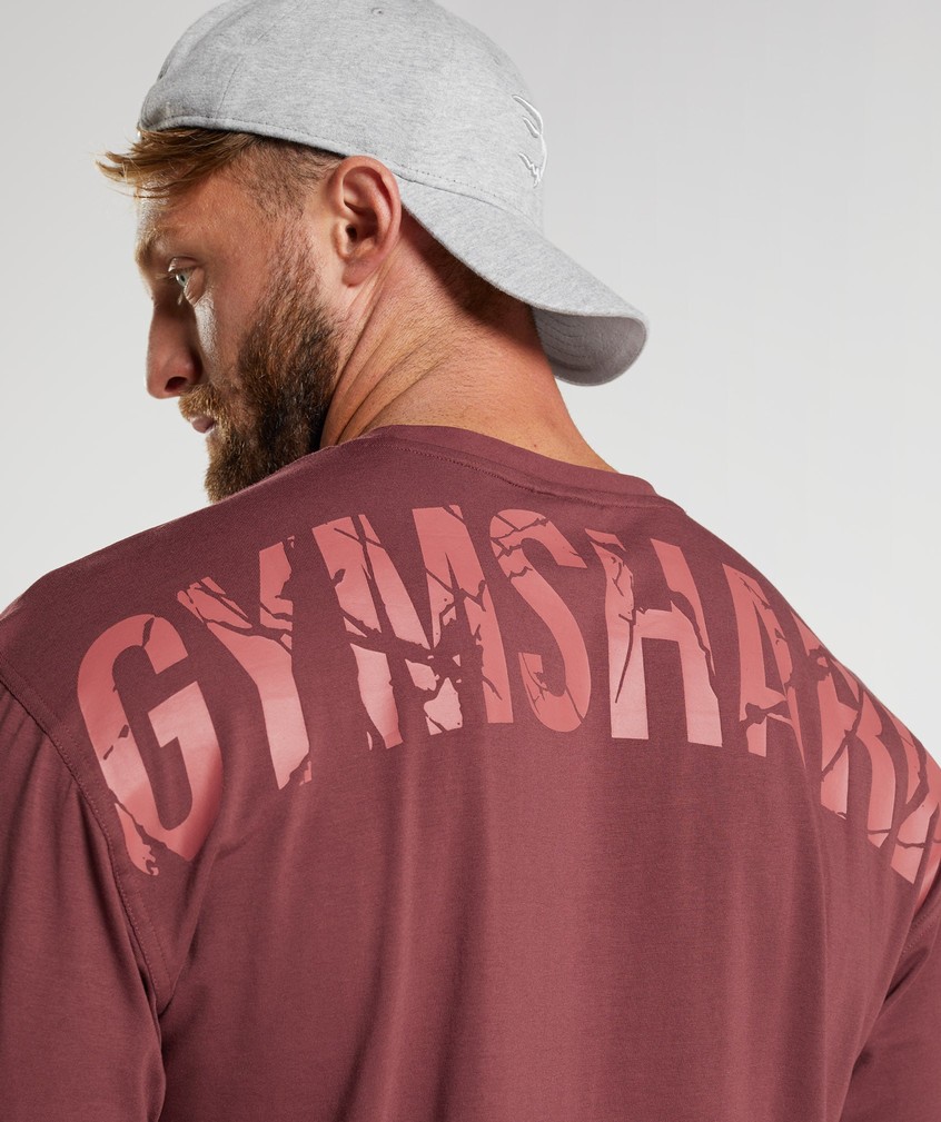 Pink Brown Men's Gymshark Power T-Shirts | USA-41390