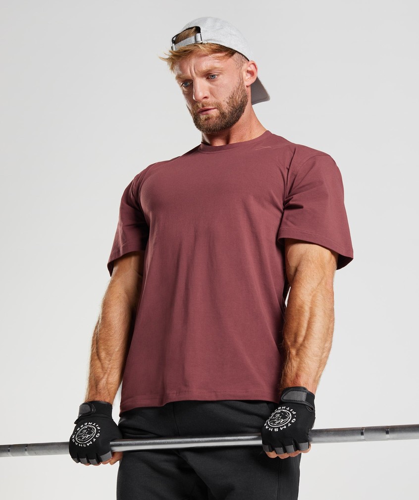 Pink Brown Men's Gymshark Power T-Shirts | USA-41390