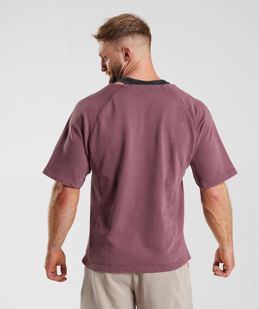 Pink Brown Men's Gymshark Power Washed Rag Top T-Shirts | USA-04835