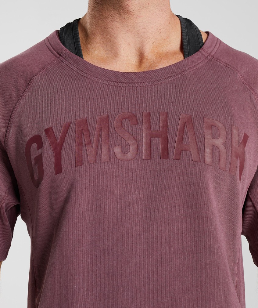 Pink Brown Men's Gymshark Power Washed Rag Top T-Shirts | USA-04835