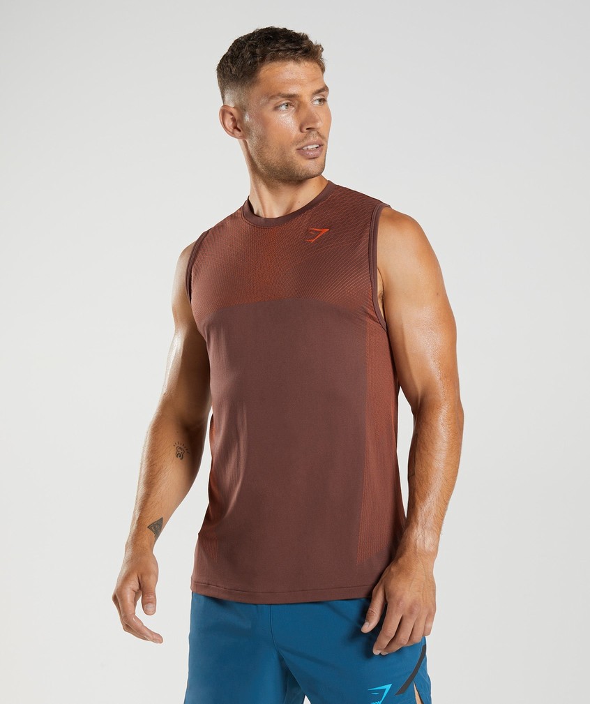 Pink Brown / Red Men\'s Gymshark Apex Seamless Tank | USA-13026