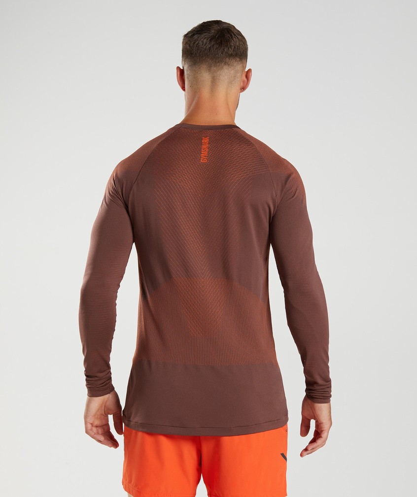 Pink Brown / Red Men's Gymshark Apex Seamless Long Sleeve T-Shirts | USA-68159