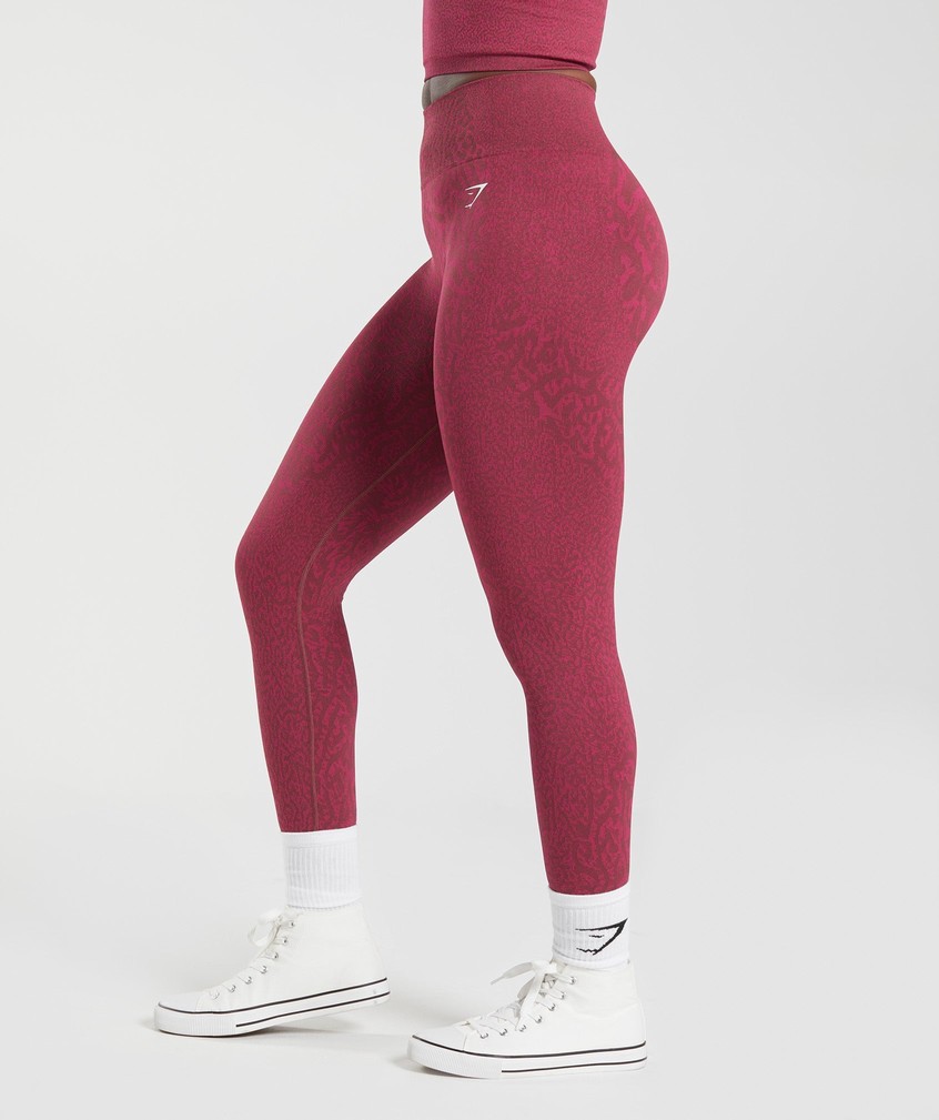 Pink Brown Women's Gymshark Adapt Animal Seamless Leggings | USA-84173