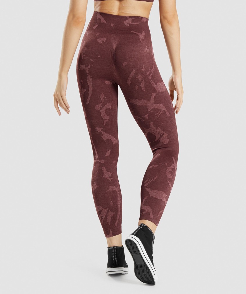 Pink Brown Women's Gymshark Adapt Camo Seamless Leggings | USA-39752