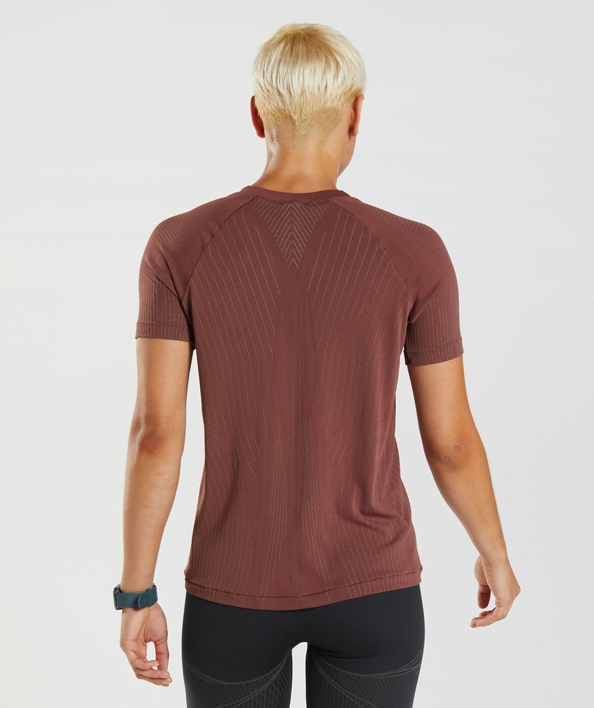 Pink Brown Women's Gymshark Apex Seamless Top T-Shirts | USA-19426