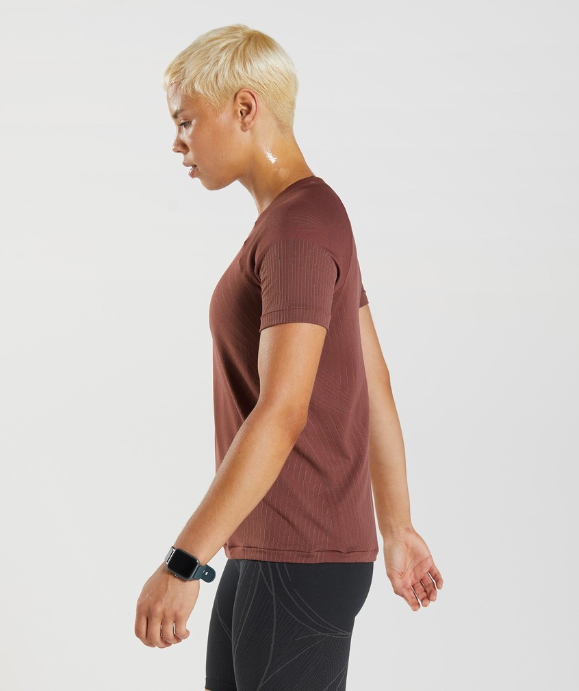 Pink Brown Women's Gymshark Apex Seamless Top T-Shirts | USA-19426