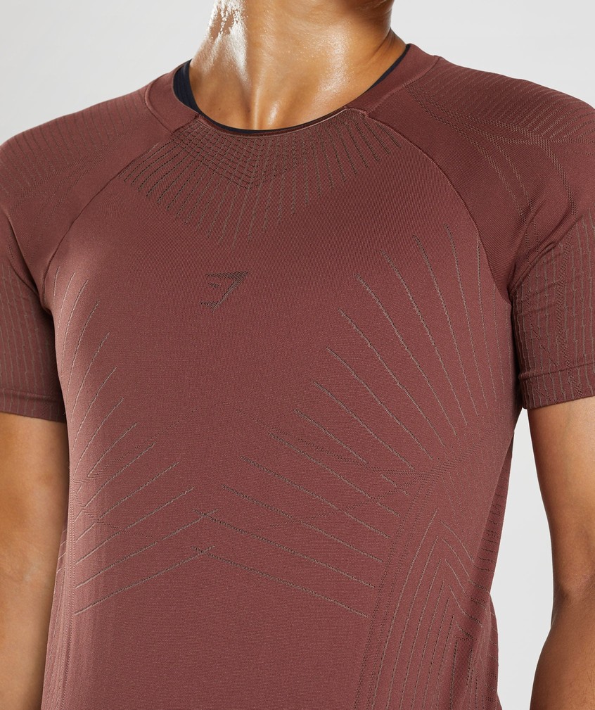 Pink Brown Women's Gymshark Apex Seamless Top T-Shirts | USA-19426