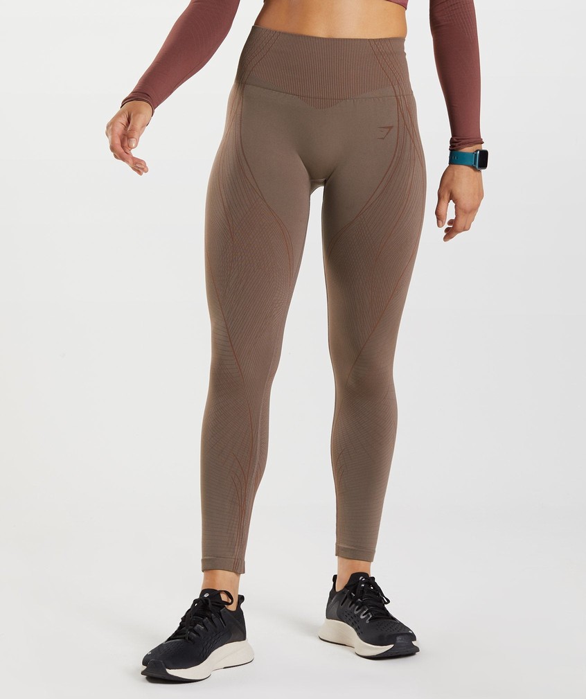 Pink Brown Women\'s Gymshark Apex Seamless Leggings | USA-26904