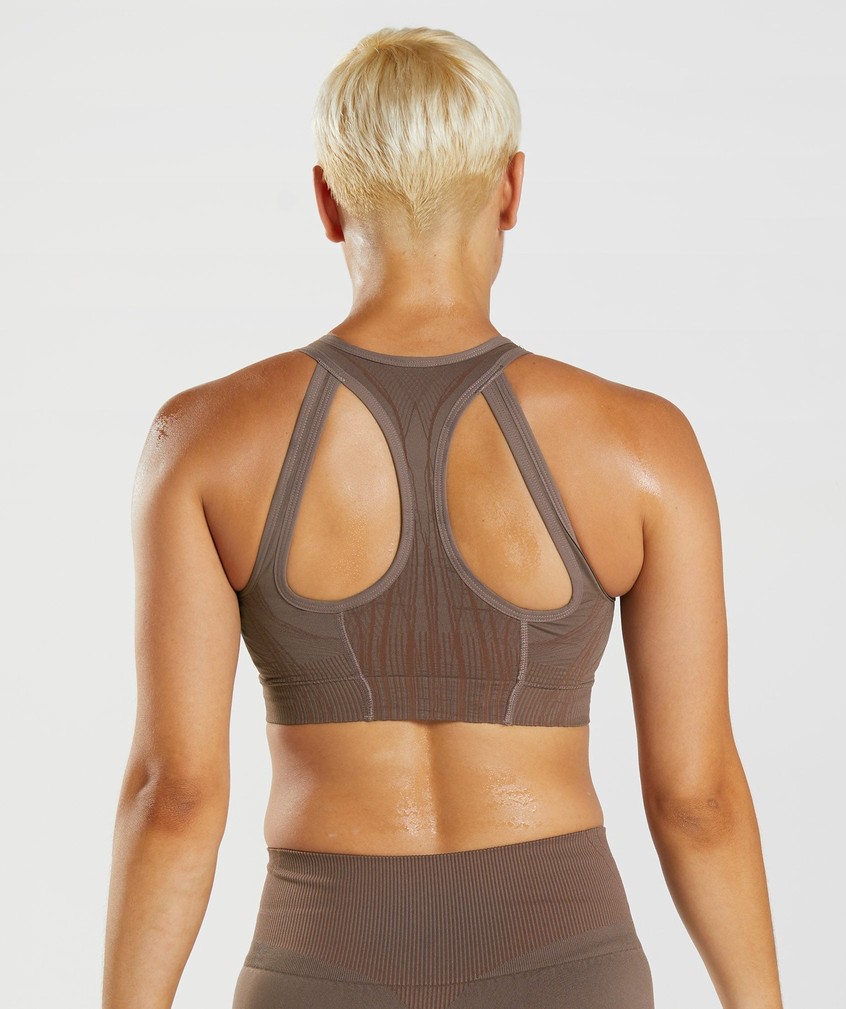 Pink Brown Women's Gymshark Apex Seamless Sports Bra | USA-32504