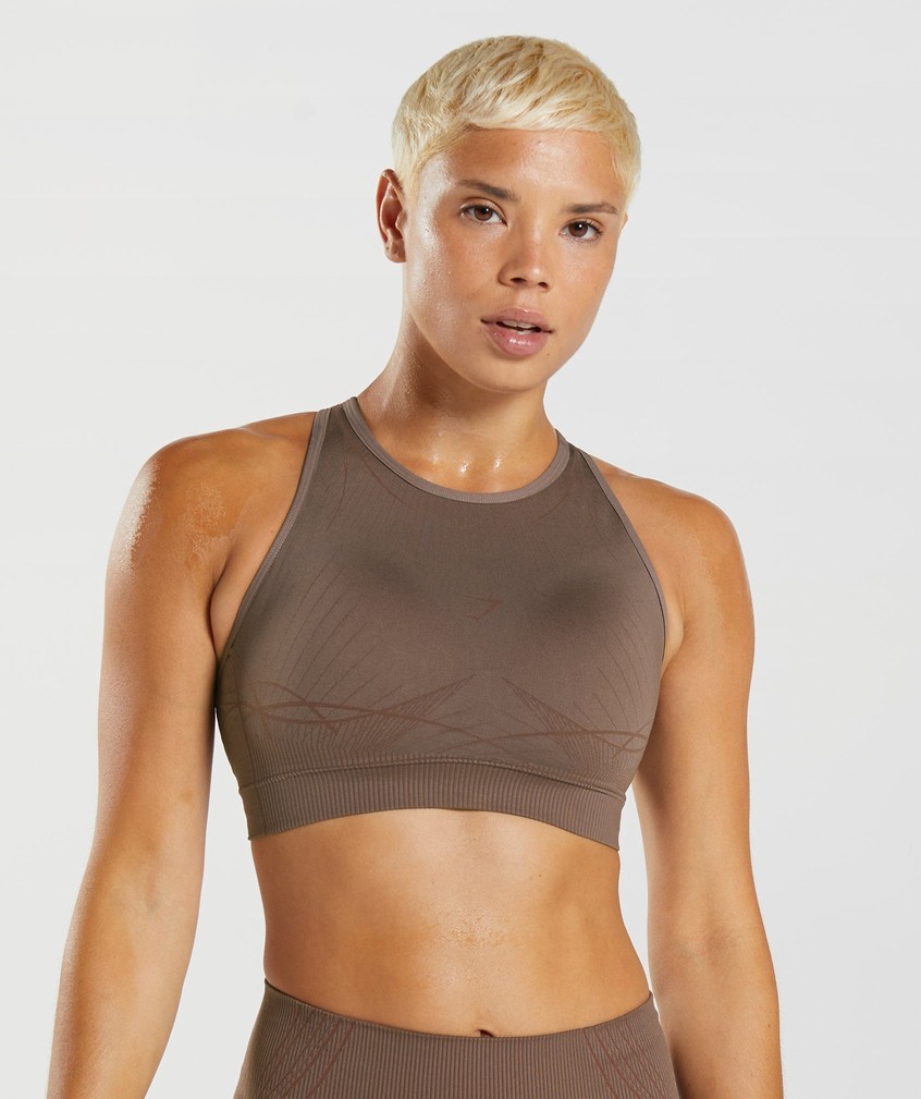 Pink Brown Women\'s Gymshark Apex Seamless Sports Bra | USA-32504