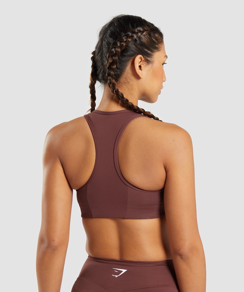 Pink Brown Women's Gymshark Essential Racer Back Sports Bra | USA-17326