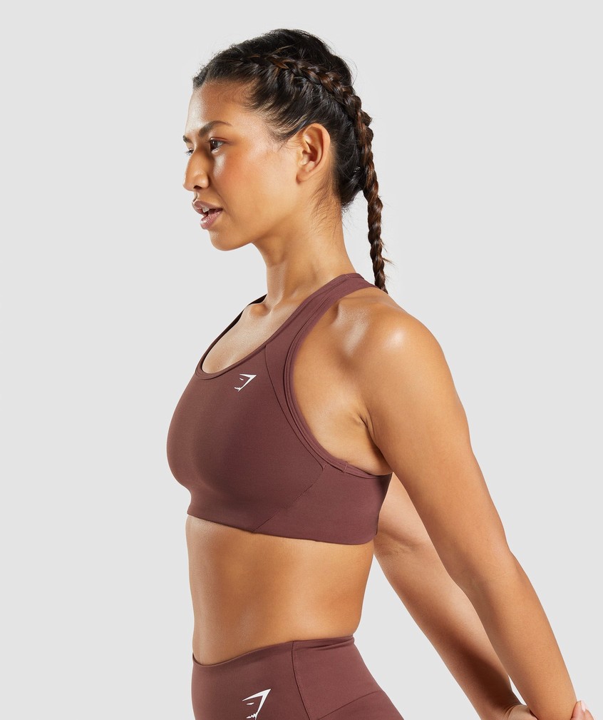 Pink Brown Women's Gymshark Essential Racer Back Sports Bra | USA-17326