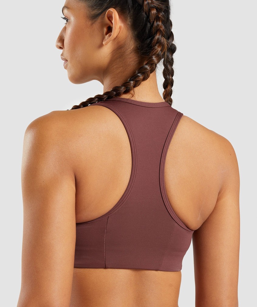 Pink Brown Women's Gymshark Essential Racer Back Sports Bra | USA-17326