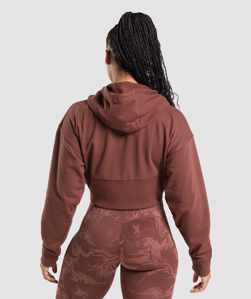 Pink Brown Women's Gymshark GS Power Cropped Zip Hoodie | USA-78594