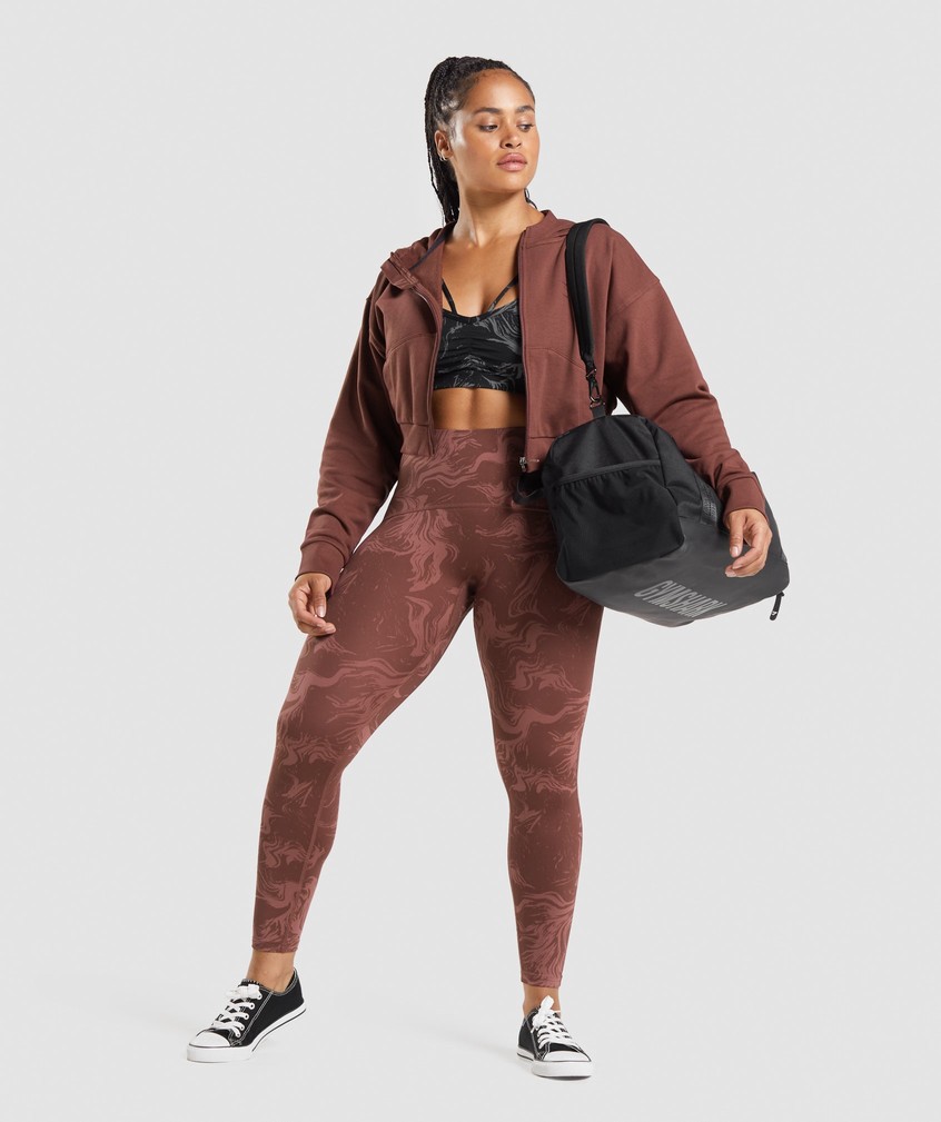 Pink Brown Women's Gymshark GS Power Cropped Zip Hoodie | USA-78594