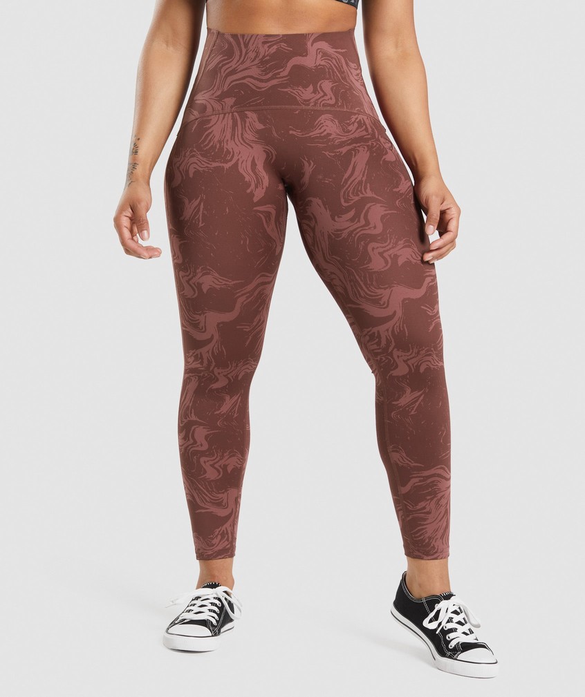 Pink Brown Women\'s Gymshark GS Power High Rise Leggings | USA-23604