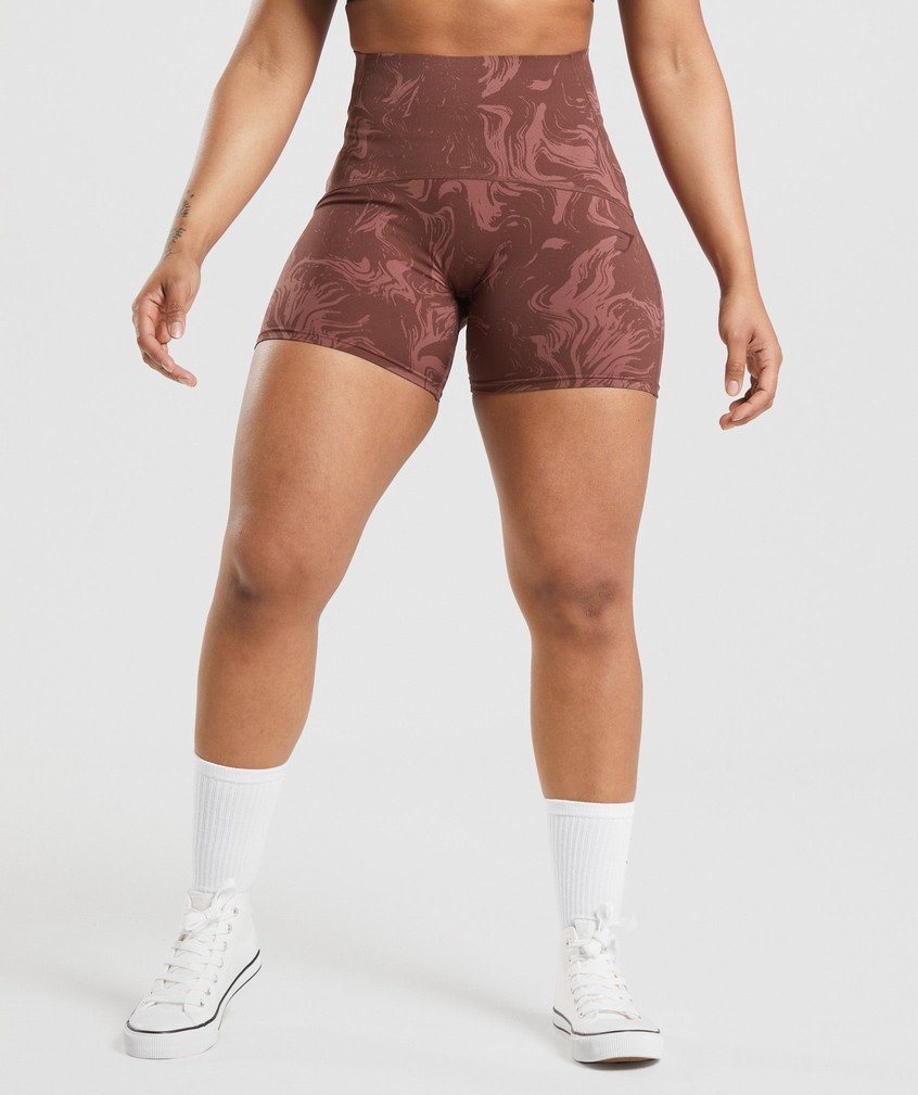 Pink Brown Women\'s Gymshark GS Power High Rise Shorts | USA-65492