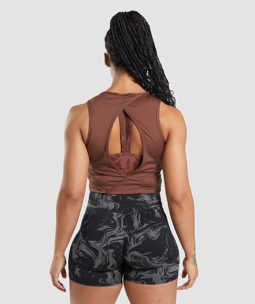 Pink Brown Women's Gymshark GS Power Open Back Cropped Tank | USA-68703