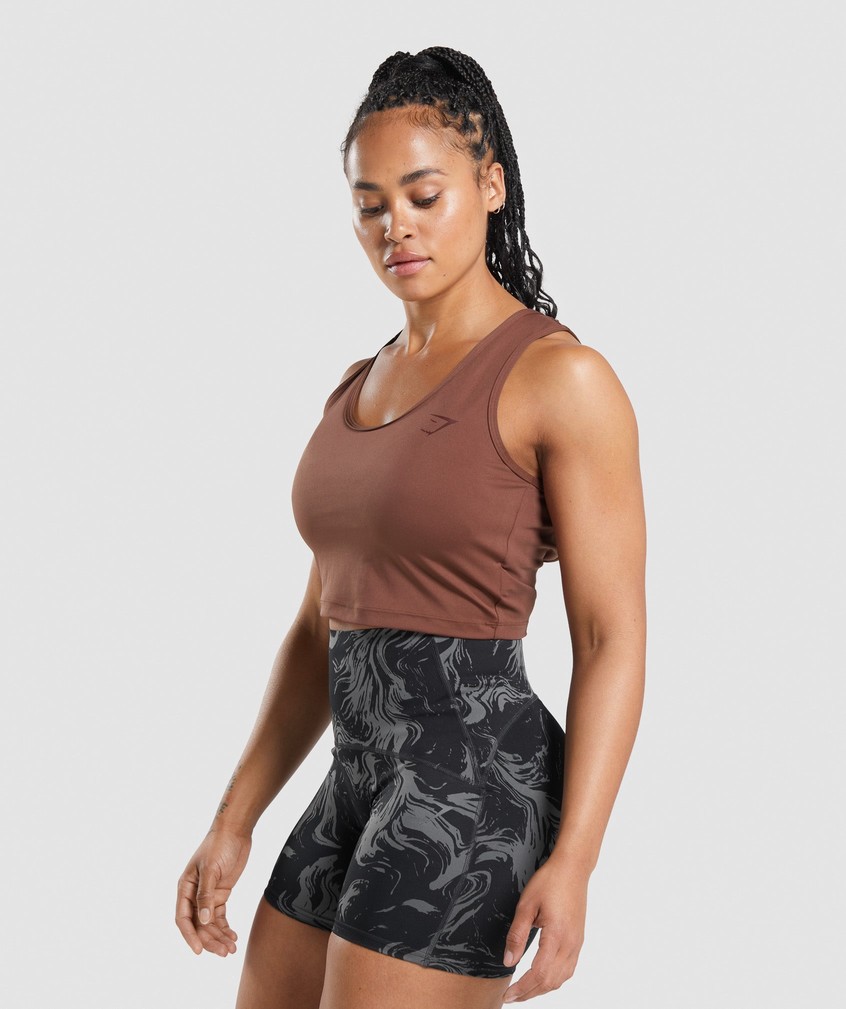 Pink Brown Women's Gymshark GS Power Open Back Cropped Tank | USA-68703