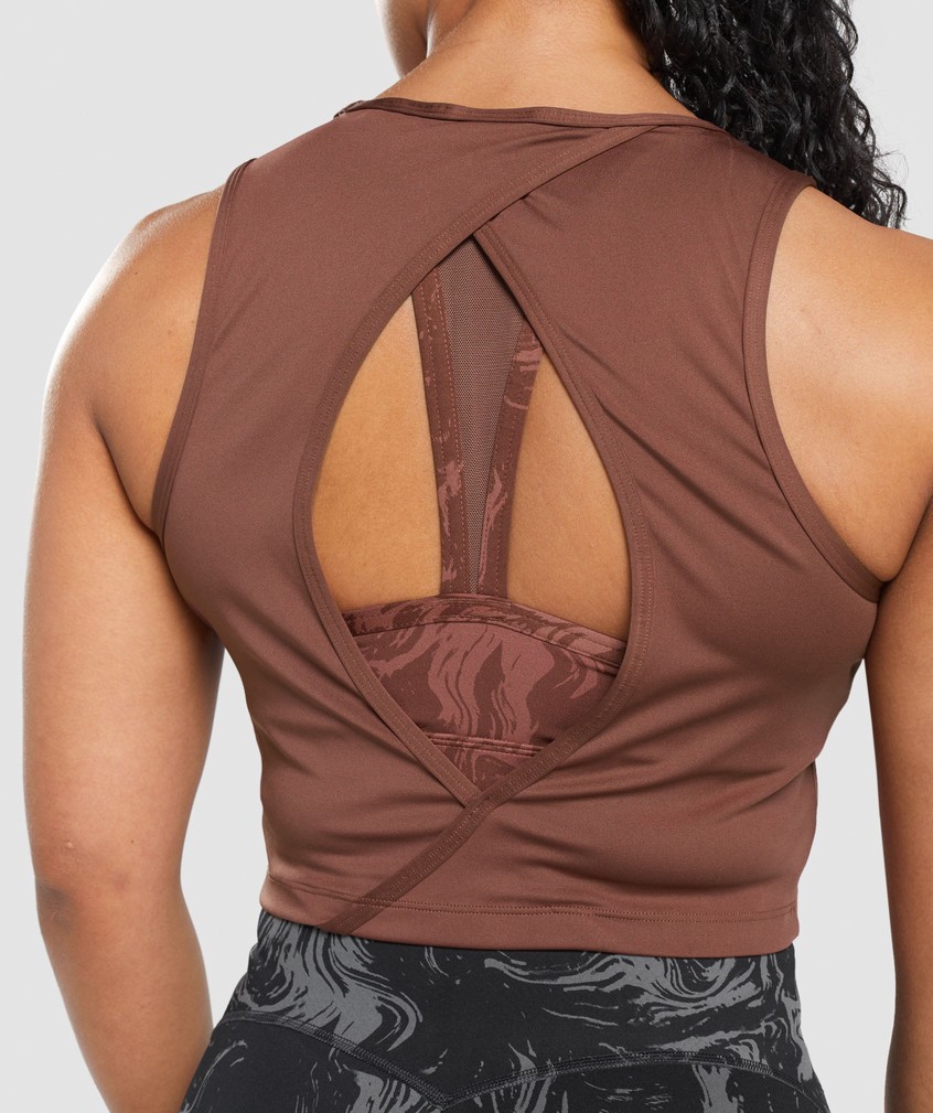 Pink Brown Women's Gymshark GS Power Open Back Cropped Tank | USA-68703